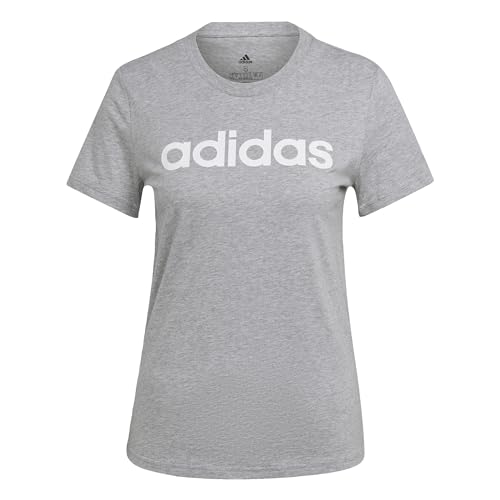 adidas HL2053 W LIN T T-Shirt Damen medium Grey Heather/White Größe 2XS von adidas