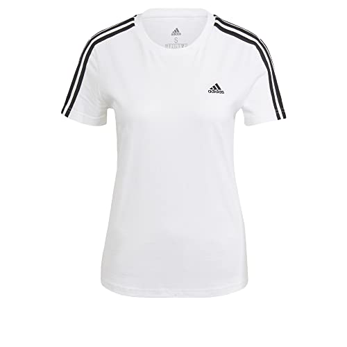 adidas Damen Essentials Slim Langarm T-Shirt, White/Black, M von adidas