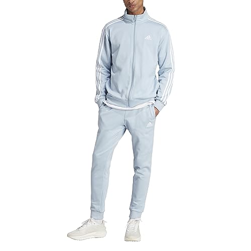 adidas Herren Basic 3-Streifen Fleece Trainingsanzug, Wonder Blue, M von adidas