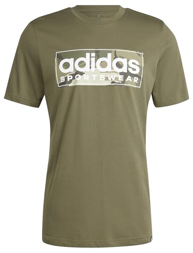 adidas Men's Camo Linear Graphic Tee T-Shirt, Olive strata, L von adidas