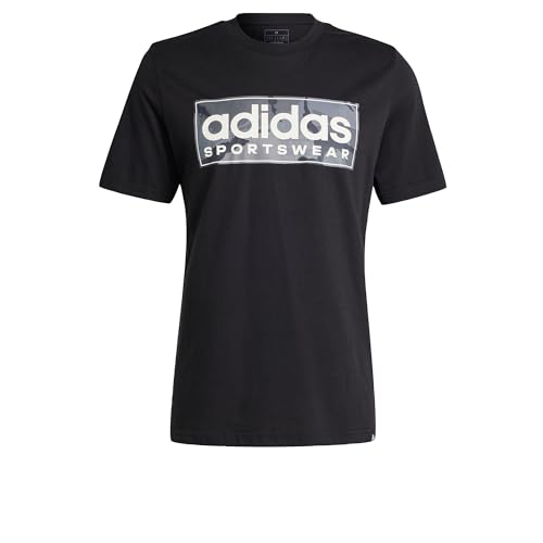 adidas Men's Camo Linear Graphic Tee T-Shirt, Black/Grey, S von adidas