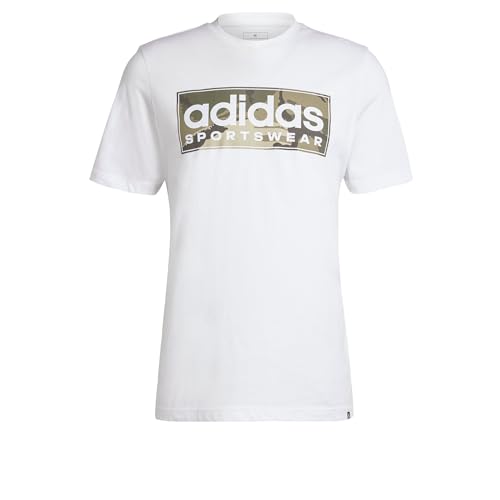 adidas Men's Camo Linear Graphic Tee T-Shirt, White, S von adidas