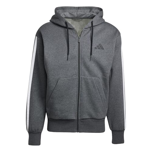adidas Herren Essential Three Stripes Fleece Zipper Hoodie, Dark Grey Heather/Black, XXL adidas Herren Essential Three Stripes Fleece Zipper Hoodie, Dark Grey Heather/Black, XXL von adidas