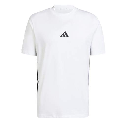 adidas Herren Essential Three Stripes Single Jersey Tee, White/Black, L von adidas