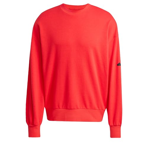 adidas Herren Essentials LOSE FIT Three BAR Sweatshirt, Pure Ruby/Black, M von adidas