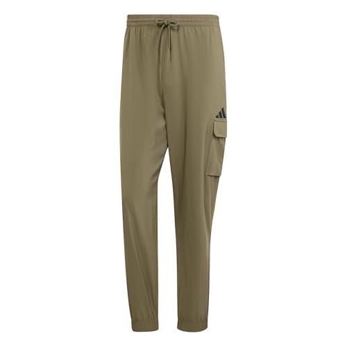 adidas Herren Essentials SMALL Logo CARGP Pant, Olive Strata/Black, S von adidas