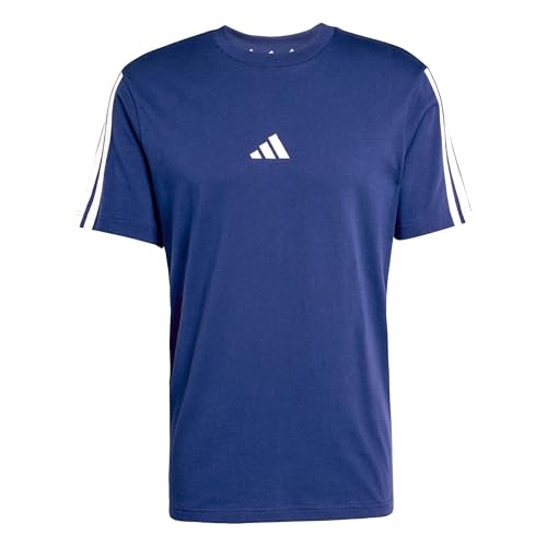 adidas Herren Essentials Three Stripes Single Jersey Tee, Dark Blue/White, XS von adidas