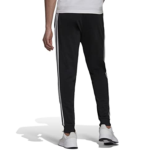 adidas Herren Essentials Warm-Up Tapered 3-Stripes Track Pants, Black / White, M von adidas
