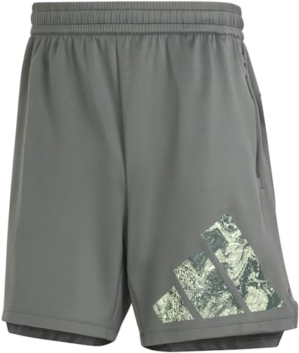 adidas Men's Workout Logo Knit Shorts Freizeit, Legend ivy/Black, L 7 inch von adidas