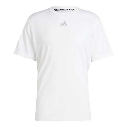 adidas Men's HIIT Workout 3-Stripes Tee T-Shirt, White, L von adidas