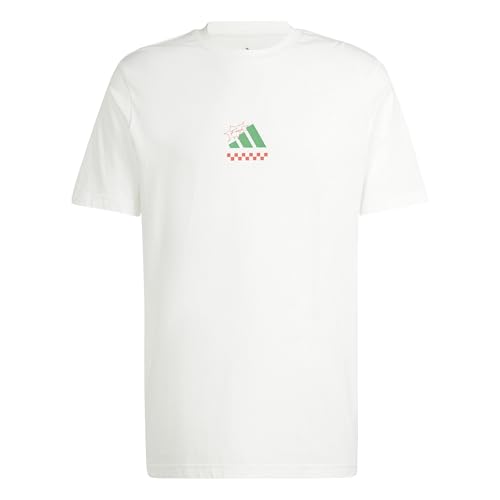 adidas Herren Three Slice Life, Pizza Back Graphic Tee, Short Sleeve, Off White, M von adidas
