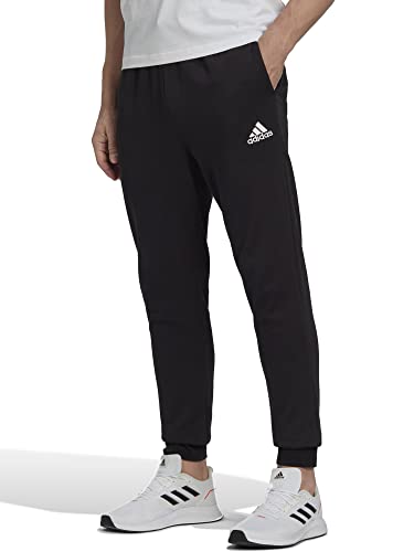 adidas Herren Essentials Fleece Regular Tapered Pants, Black / White, XXL von adidas
