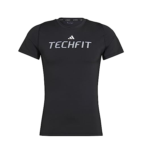adidas Men's Techfit Graphic Tee T-Shirt, Black/White, XS von adidas