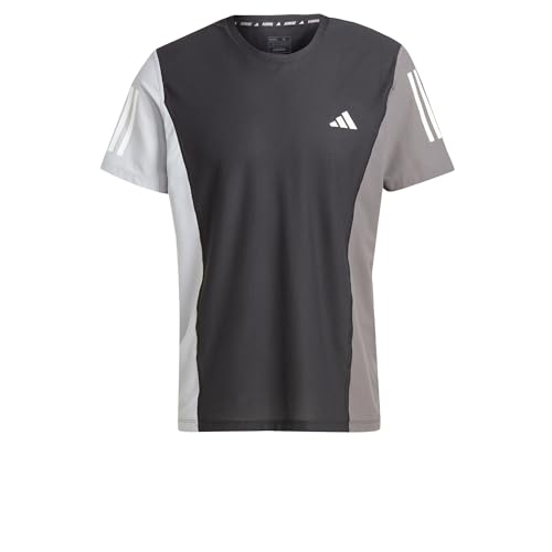adidas Men's Own The Run Colorblock Tee T-Shirt, Black/Halo Silver/Grey Five, L von adidas