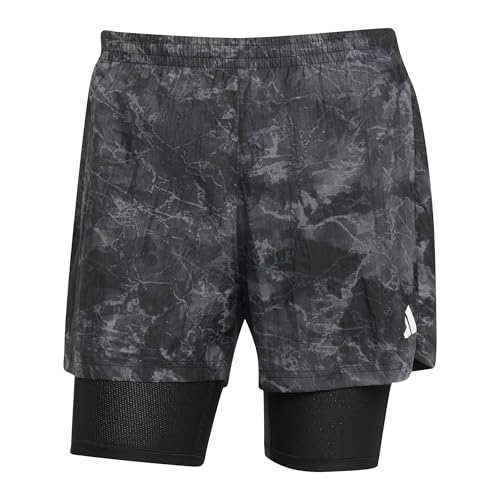 adidas Herren Own The Run Spray Dye 2in1 Short, Grey Four/Black, M von adidas