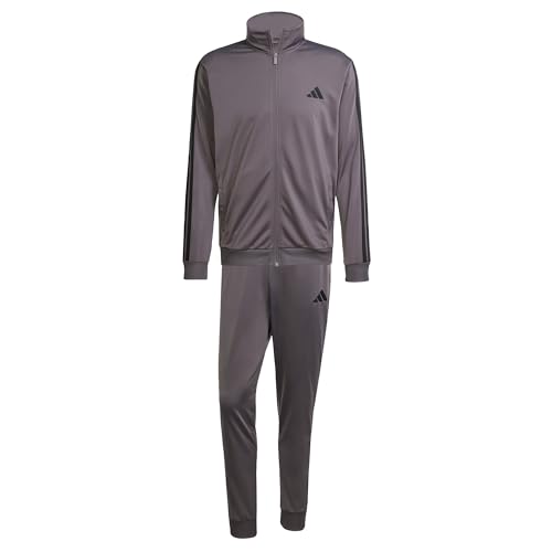 adidas Herren SPORTSWEAR BASIC 3 STRIPES TRICOT TRACKSUIT, Grey Strata, XL von adidas