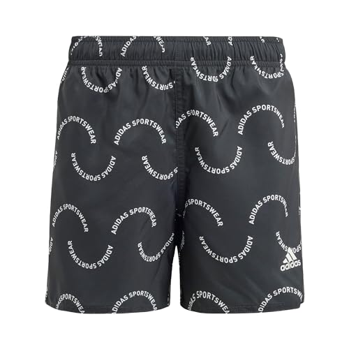 adidas Boy's Sportswear Wave Print CLX Swim Shorts Kids Badeanzug, Black/Off White, 11-12 Years von adidas