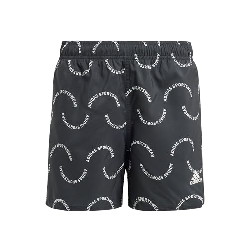 adidas Boy's Sportswear Wave Print CLX Swim Shorts Kids Badeanzug, Black/Off White, 9-10 Years von adidas