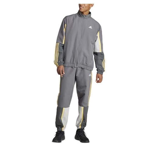 adidas Men's Sportswear Colorblock 3-Stripes Track Suit Trainingsanzug, Grey Five, XXL von adidas