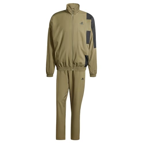 adidas Men's Sportswear Colorblock Track Suit Trainingsanzug, Olive Strata/Black, M von adidas
