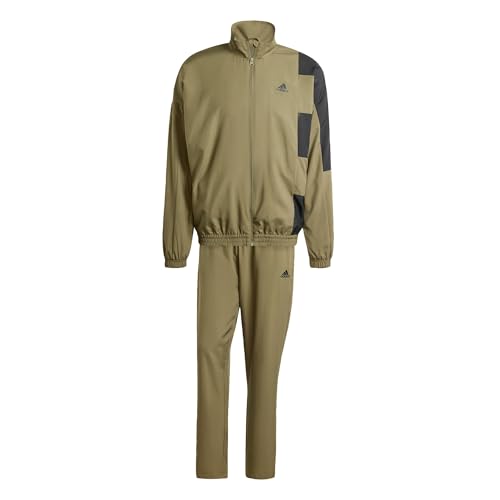 adidas Men's Sportswear Colorblock Track Suit Trainingsanzug, Olive Strata/Black, XL von adidas