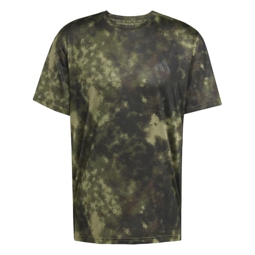 adidas Herren Train Essentials Seasonal All Over Print Tee, Olive strata, S von adidas