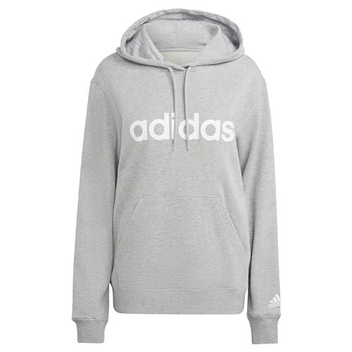 Adidas IC6884 W LIN FT HD Sweatshirt Damen medium Grey Heather/White Größe XS von adidas