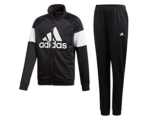 adidas Jungen Badge of Sport Trainingsanzug, Top:Black Bottom:Black/White, 176 von adidas