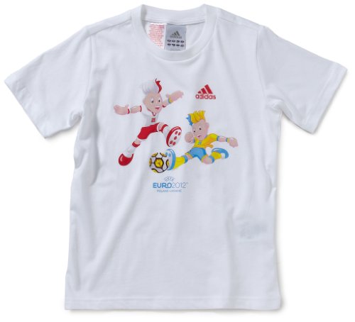 adidas Kinder Fan T-Shirt Euro Mascot Youth, white, 164, X26147 von adidas