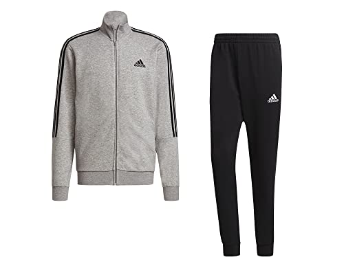 adidas Herren M 3s Ft Tt Trainingsanzug, Top:medium Grey Heather/Black Bottom:black/White, S EU von adidas