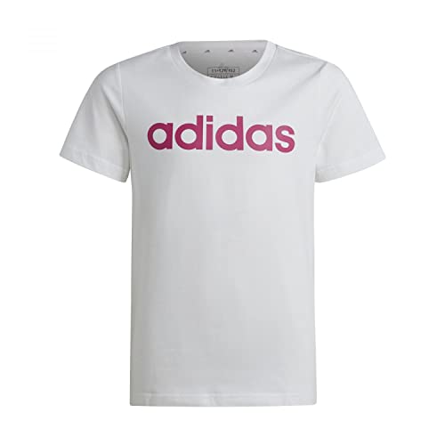 adidas Mädchen T-Shirt (Short Sleeve) G Lin T, White/Semi Lucid Fuchsia, IC3150, 152 von adidas
