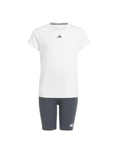 adidas Girl's Train Essentials Tee and Shorts Set Kids T-Shirt, White/Carbon, 13-14 Years von adidas