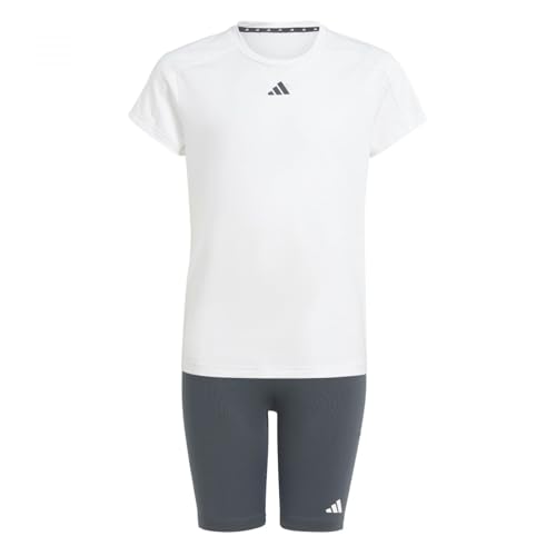 adidas Girl's Train Essentials Tee and Shorts Set Kids T-Shirt, White/Carbon, 14-15 Years von adidas