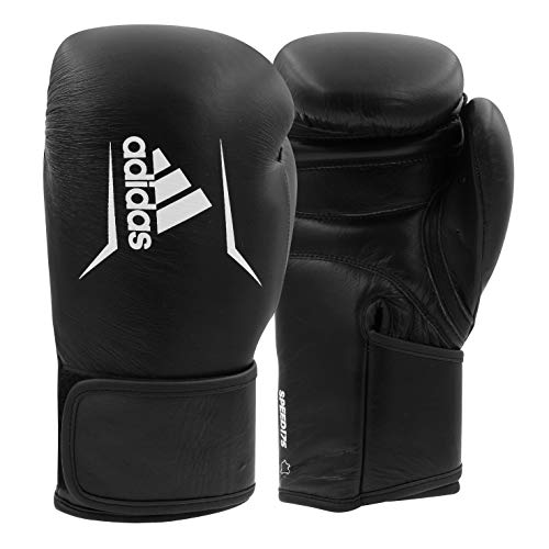 adidas Speed 175 Leder-Boxhandschuhe, Unisex, für Training, Fitness, Sparring, Fitnessstudio, Kickboxen, 284 g, 340 g, 397 g, 453 g, Schwarz von adidas