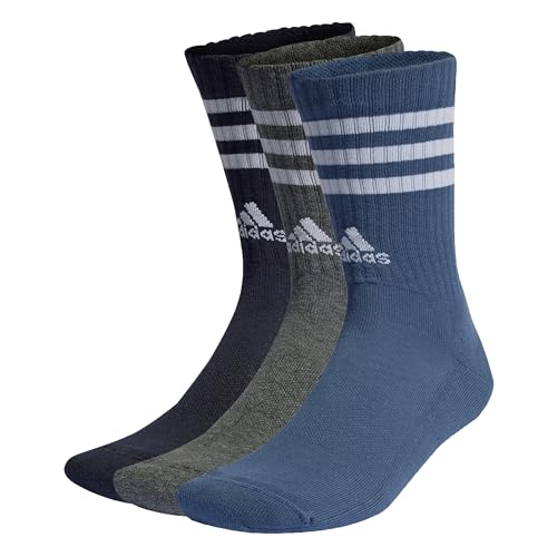 adidas Unisex 3-Stripes Cushioned Crew Socks 3 Pairs, Legend Ink/Preloved Ink S24 / Dark Grey Heather, 8.5-10 von adidas