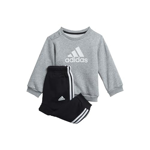 Adidas H28835 I BOS Logo Jog Tracksuit Unisex Top:medium Grey Heather/White Bottom:Black/White Größe 0-3M von adidas