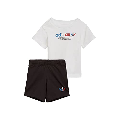 adidas Unisex Baby Short Tee Set Trainingsanzug, Top:white/Black Bottom:black, 2 Jahre EU von adidas