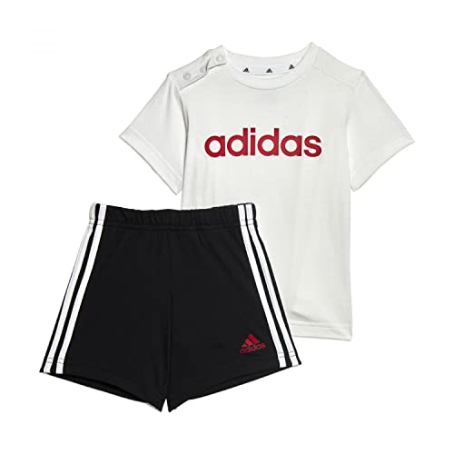 adidas Unisex Baby Youth/Baby Jogger I Lin Co T Set, Top:White/Better Scarlet Bottom:Black, HR5890, 80 von adidas