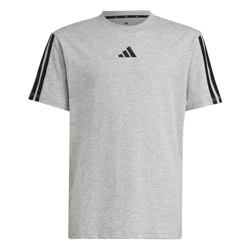 adidas Unisex Kinder Essentials 3 Stripes T-Shirt, medium Grey Heather/Black, 13-14 Years von adidas