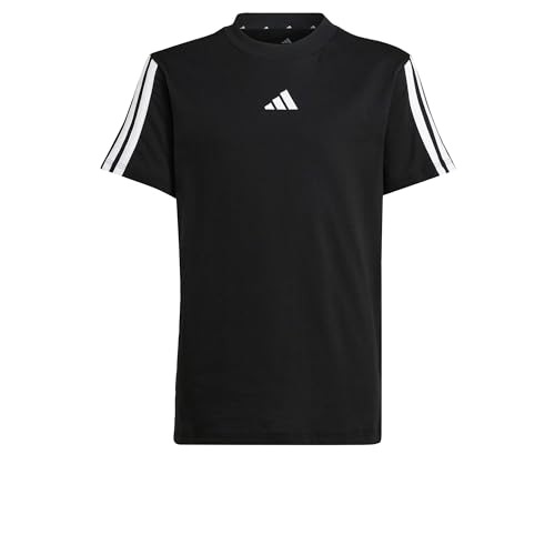 adidas Unisex Kinder Essentials 3 Stripes T-Shirt, Black/White, 9-10 Years von adidas