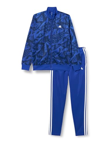 adidas Unisex Kids Essentials Allover Print Track Suit Trainingsanzug, semi Lucid Blue/Dark Blue, 13-14 Years von adidas
