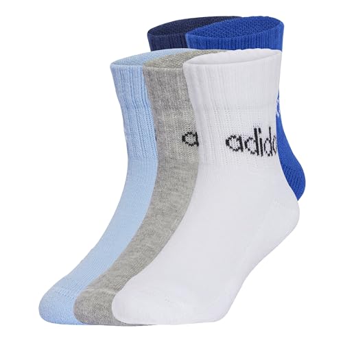 adidas Unisex Kinder LINEAR KIDS ANKLE SOCKS 5pP, Dark Blue/Royal Blue/Glow Blue/Medium Grey Heather, 5-6 Years von adidas