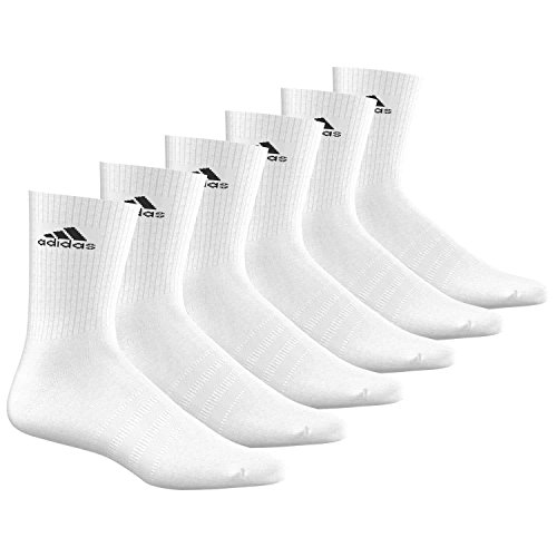 adidas Unisex Socken 3-Streifen Crew, 6er-Pack, white, Gr. 35-38, AA2294 von adidas
