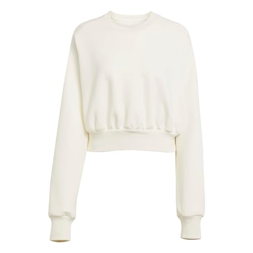 adidas Weiches Lux-Sweatshirt für Damen, lockerer Schnitt, Größe L, Cremefarben von adidas