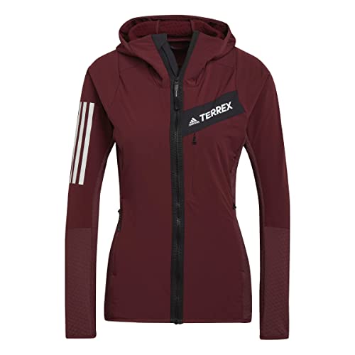 adidas Womens Polarfleece-Full Zip Techrock Flooce Wind Hooded Jacket, Shadow Red, H55933, S von adidas