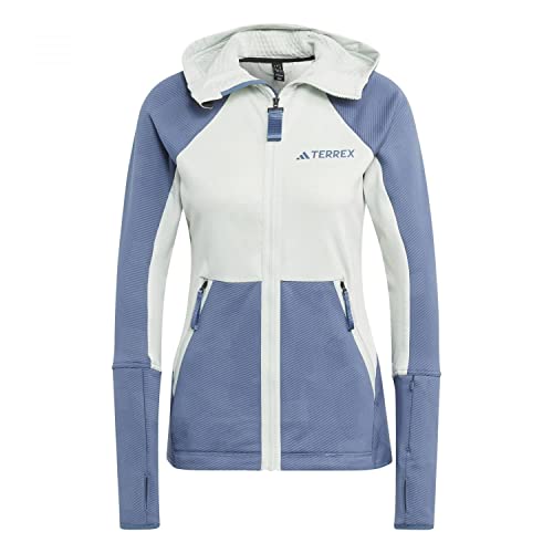 adidas Womens Polarfleece-Full Zip Terrex Tech Flooce Hooded Hiking Fleece Jacket, Linen Green/Wonder Steel, HH9269, L von adidas