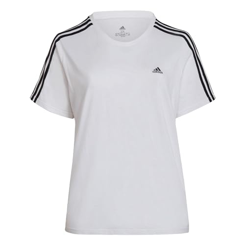 Adidas, Loungewear Essentials Slim 3-Stripes, T-Shirt, Weiß Schwarz, 1X, Frau von adidas