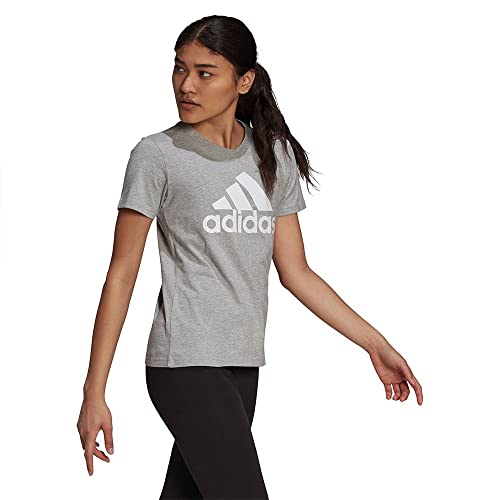 Adidas, Loungewear Essentials Logo, T-Shirt, Mittel Grauer Heather/Weiß, S, Frau von adidas