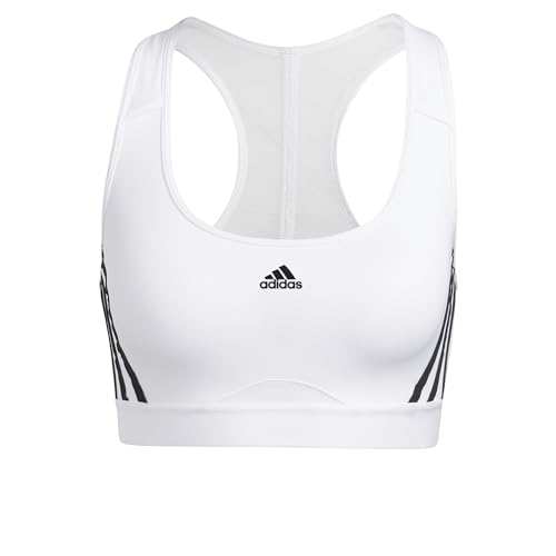 Adidas Womens Workout Bra - Medium Support Powerreact Training Medium-Support 3-Stripes Bra, White/Black, HC7897, SDD von adidas