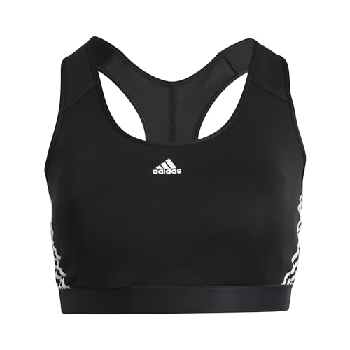 Adidas Womens Workout Bra - Medium Support Powerreact Training Medium-Support 3-Stripes Bra (Plus Size), Black/White, HC7880, 1X von adidas